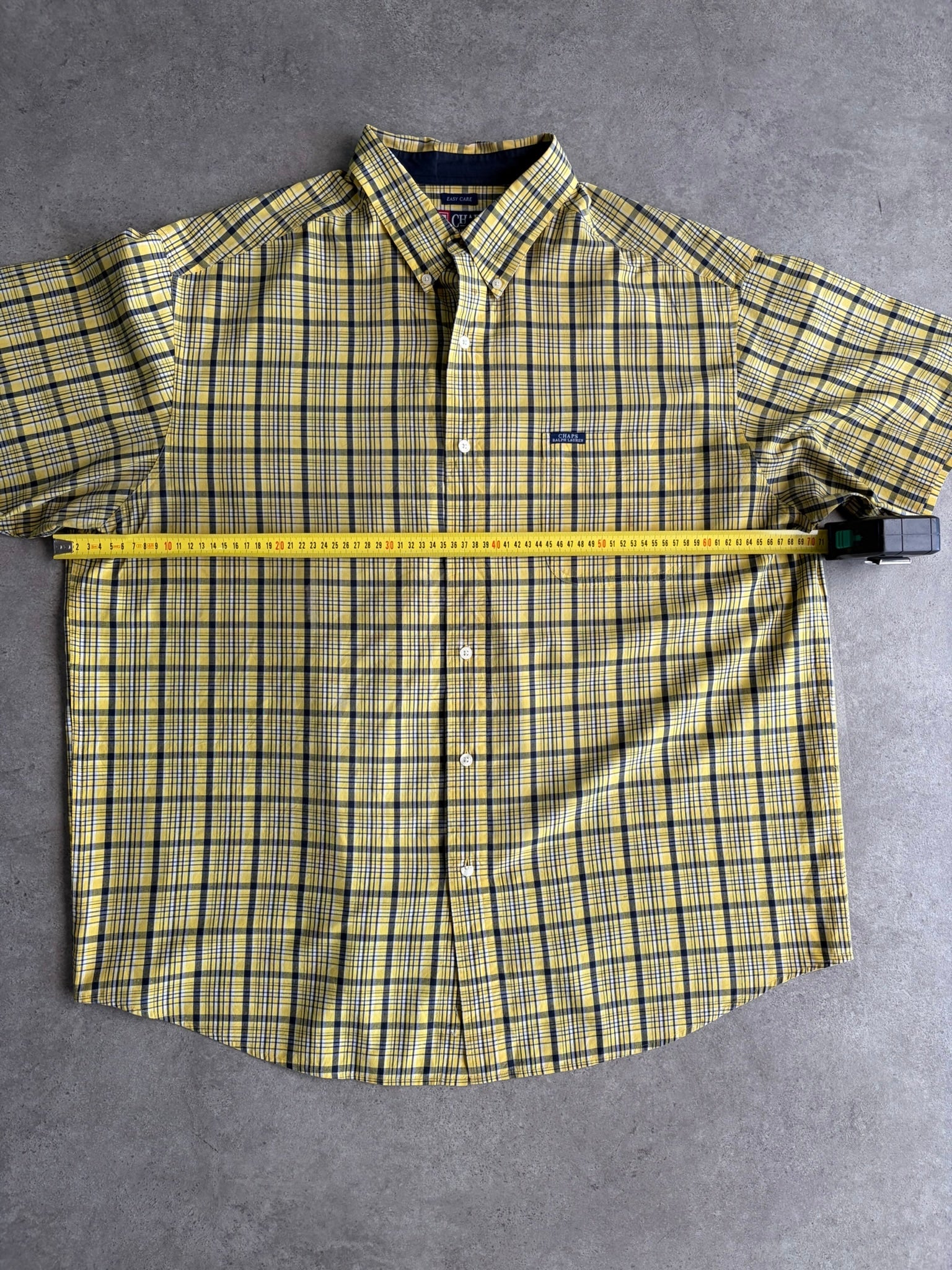 חולצת Chaps Ralph Lauren משבצות צהובה וינטג׳ - 3XL