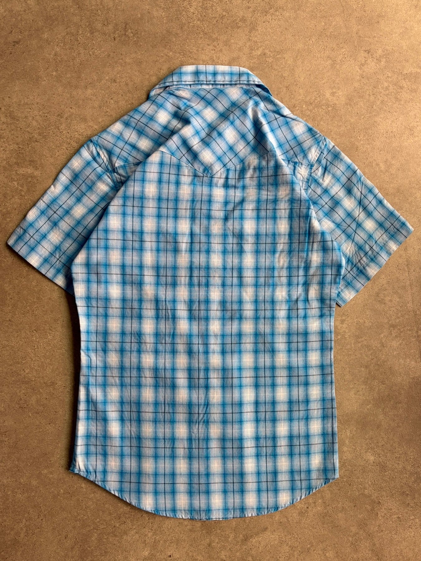 חולצת ווסטרן Wrangler משבצות כחולה וינטג׳ - S