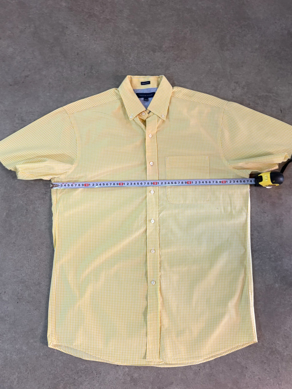 מכופתרת Tommy Hilfiger משבצות צהובות וינטג׳ - L – חולצת פלנל משבצות וינטג׳ טומי הילפיגר, תמונה 3