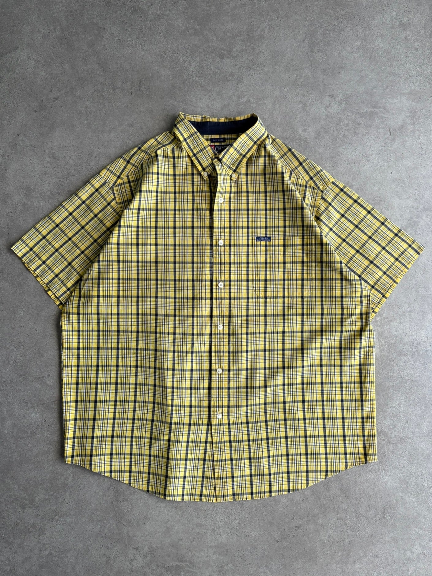 חולצת Chaps Ralph Lauren משבצות צהובה וינטג׳ - 3XL